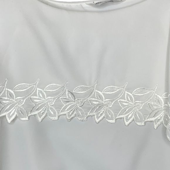 Vintage Floral Embroidered Sailor Collar Long Ballon Sleeve White Blouse 10 - Picture 4 of 9